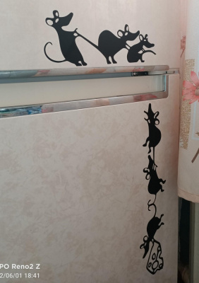 Наклейка на холодильник "Мышки" Черные